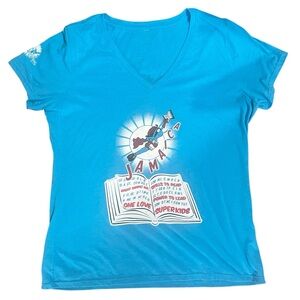 Blue Jamaica Graphic Vee-neck T-Shirt Size M